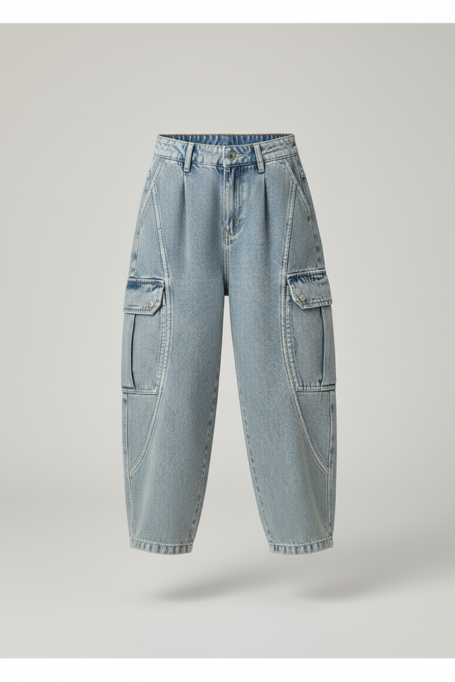 Pantalon Baggy Jean Clair Ample Cargo Garçon - Bleu - vue 3