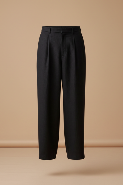 Pantalon Baggy Noir Ample Plissé Homme Élégant - Lin - vue 3