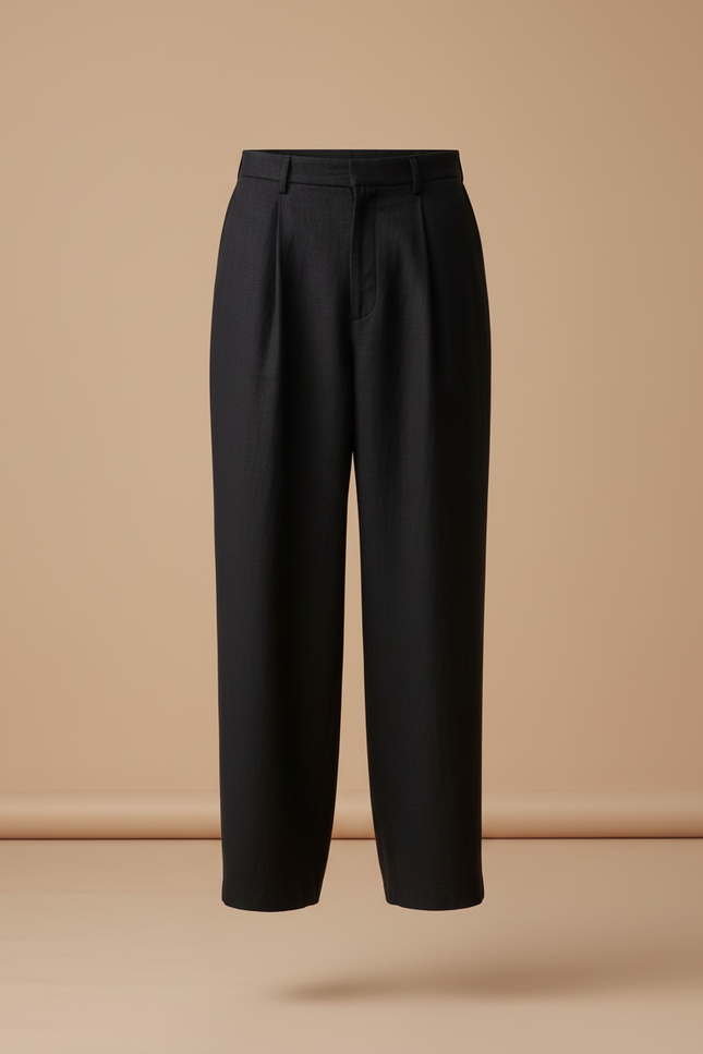 Pantalon Baggy Noir Ample Plissé Homme Élégant - Lin - vue 3