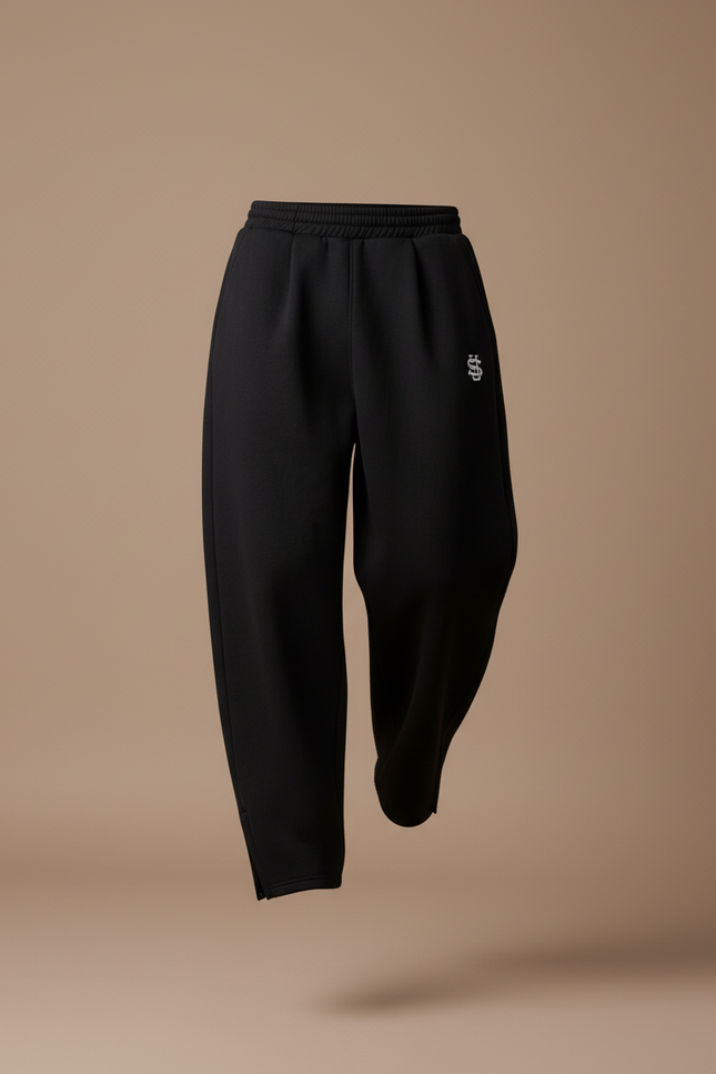 Pantalon Baggy Noir Ample Brodé Décontracté Unisexe - Molleton - vue 3