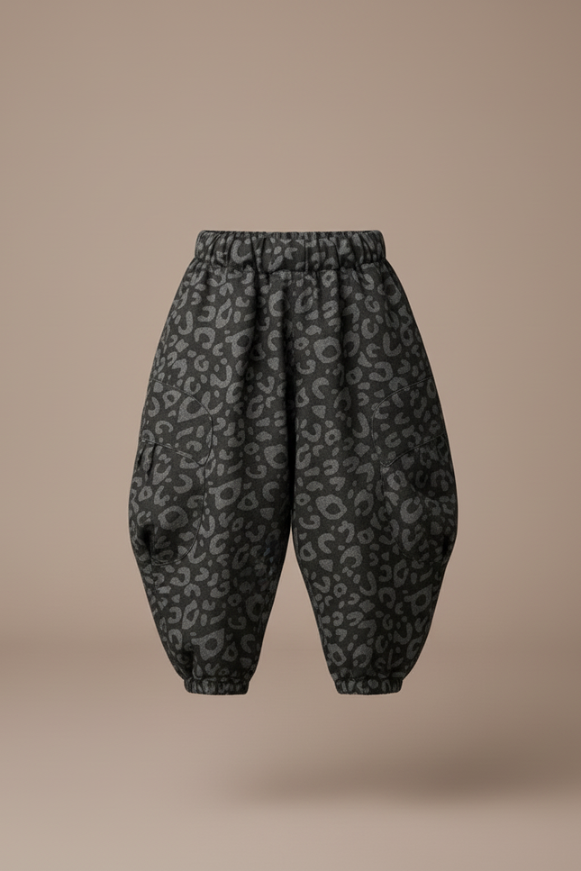 Pantalon Baggy Léopard Gris Noir Ample Hiver Garçon - Molleton - vue 3