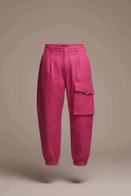 Pantalon Baggy Cargo Rose Vif Ample Coton - vue 3
