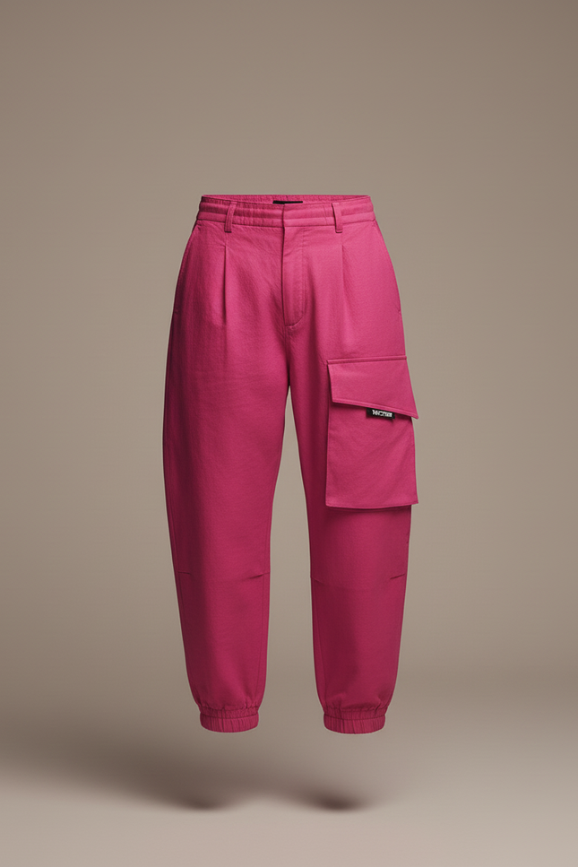 Pantalon Baggy Cargo Rose Vif Ample Coton - vue 3
