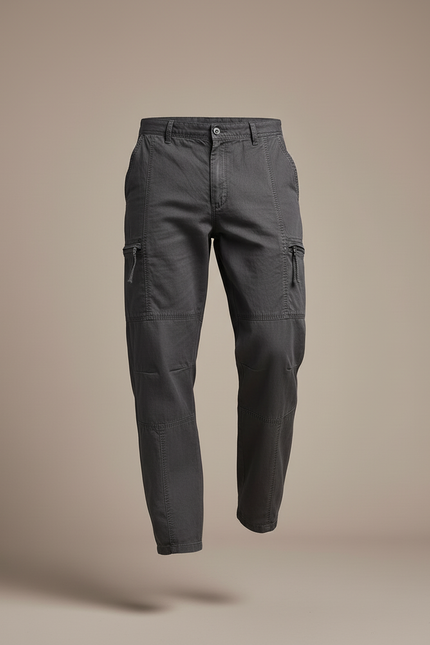 Pantalon Baggy Gris Coton Ample Cargo Homme - Toile - vue 3