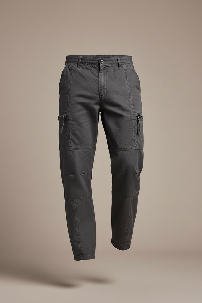 Pantalon Baggy Gris Coton Ample Cargo Homme - Toile - vue 3