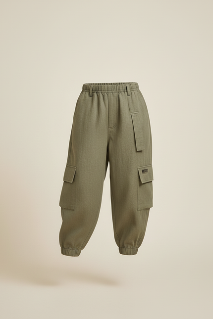 Pantalon Baggy Kaki Cargo Ample Décontracté Enfant - Gabardine - vue 3