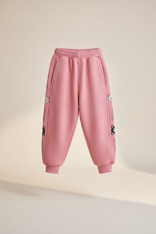Pantalon Baggy Rose Enfant Molletonné Ours Décontracté - vue 3