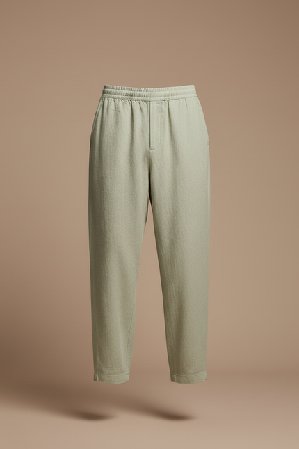 Pantalon Baggy Vert Lin Ample Décontracté Homme - vue 3