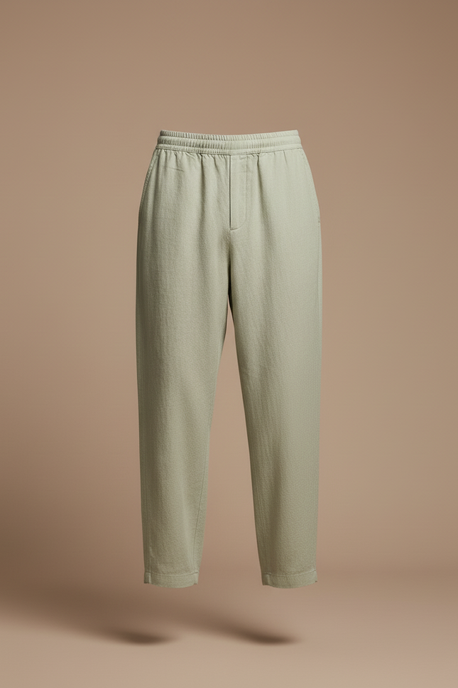 Pantalon Baggy Vert Lin Ample Décontracté Homme - vue 3