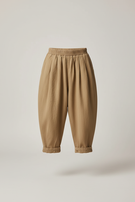 Pantalon Baggy Beige Coton Ample Garçon Rétro - Kaki - vue 3