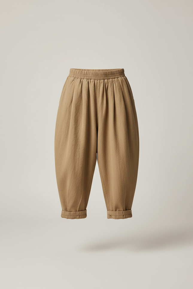 Pantalon Baggy Beige Coton Ample Garçon Rétro - Kaki - vue 3