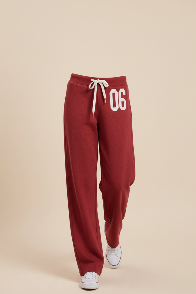 Pantalon Baggy Bordeaux Ample Coton Numéro Cordon - Molleton - vue 3