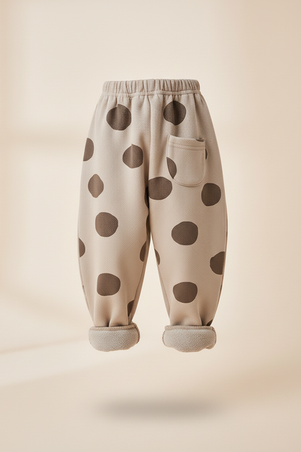 Pantalon Baggy Marron Polka Dots Molletonné Hiver Enfant - Beige - vue 3