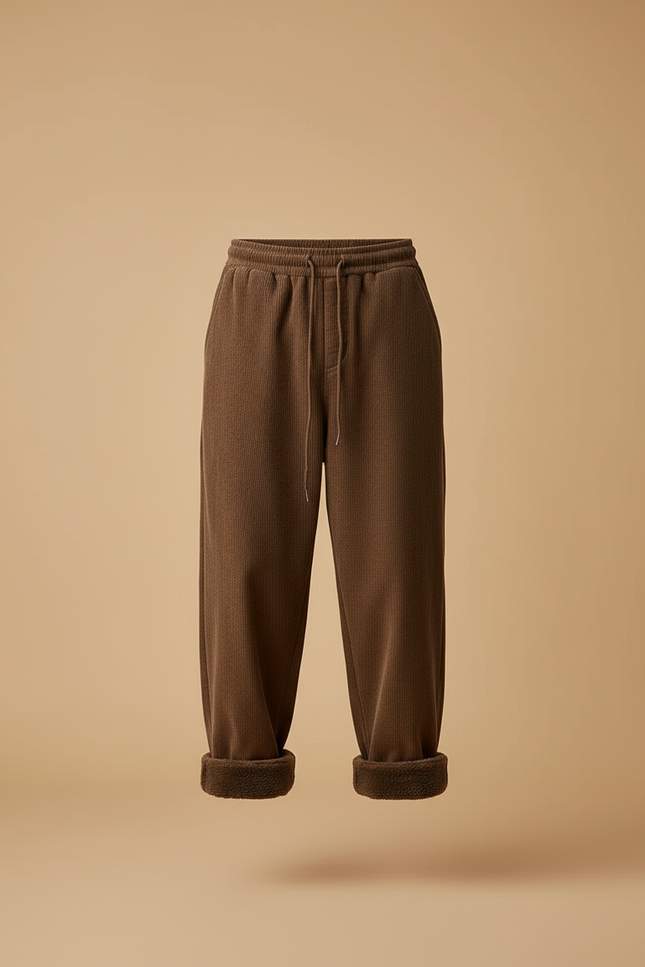 Pantalon Baggy Marron Côtelé Doublé Chaud Ample - Cordé - vue 3