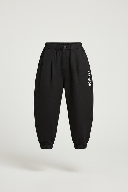 Pantalon Baggy Noir Coton Ample Lettres Garçon - vue 3