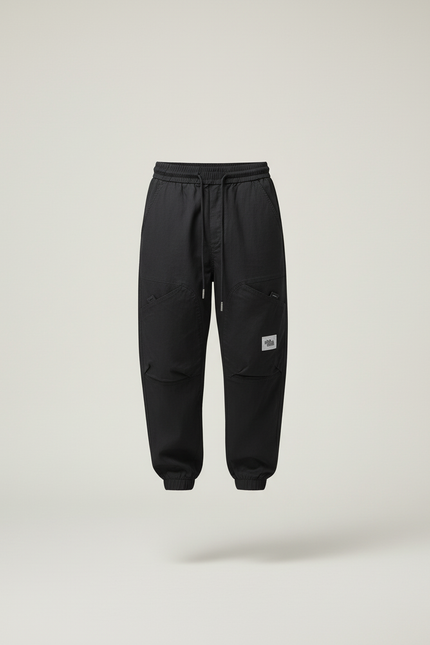 Pantalon Baggy Noir Cargo Cordon Homme Streetwear - Toile - vue 3