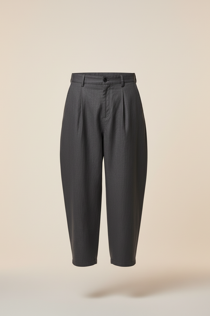 Pantalon Baggy Homme Gris Taille Haute - Gabardine - vue 3