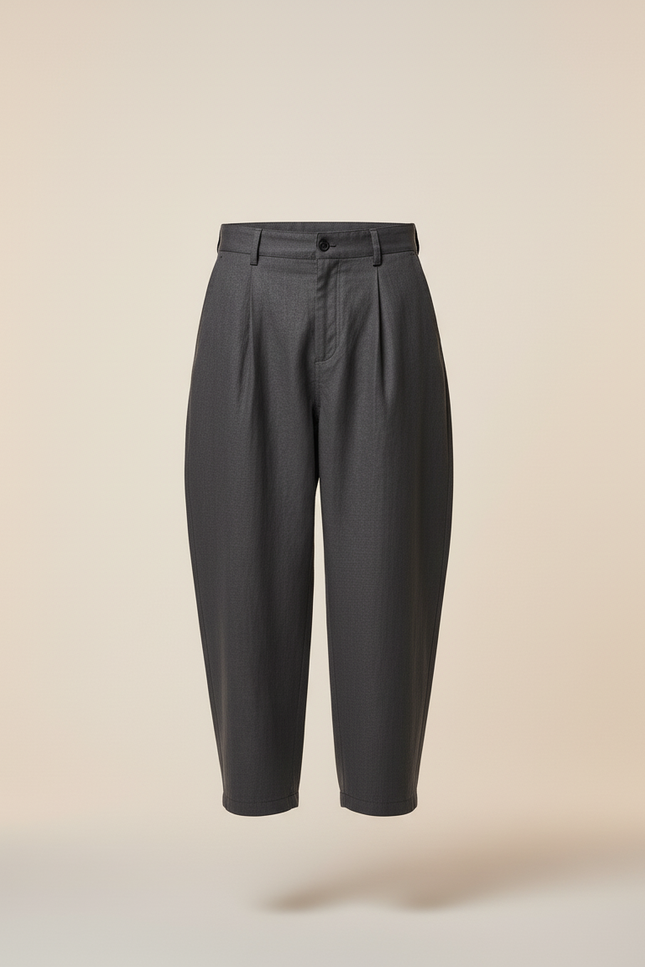Pantalon Baggy Homme Gris Taille Haute - Gabardine - vue 3