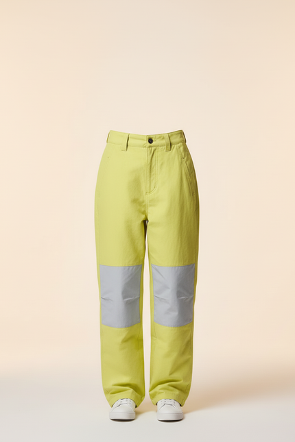 Pantalon Baggy Jaune Patchwork Gris Décontracté - Toile - vue 3