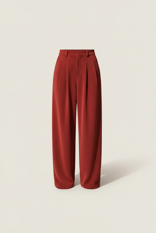 Pantalon Baggy Rouge Velours Ample Taille Haute Ceinturé - vue 3