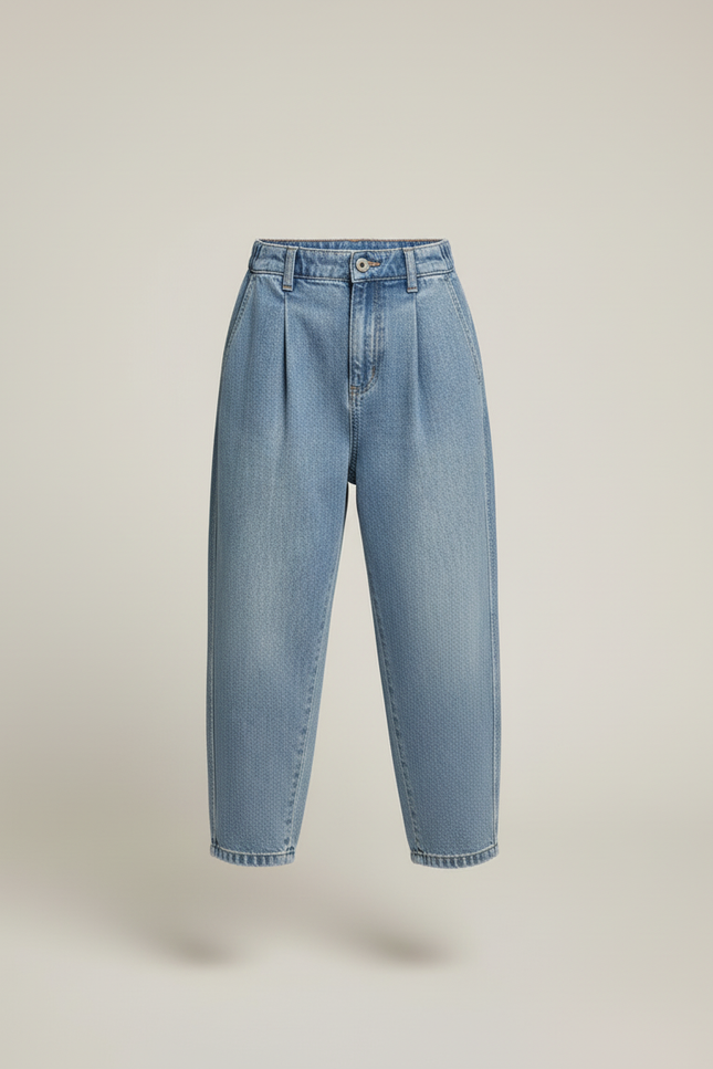 Pantalon Baggy Jean Bleu Ample Plissé Enfant - vue 3