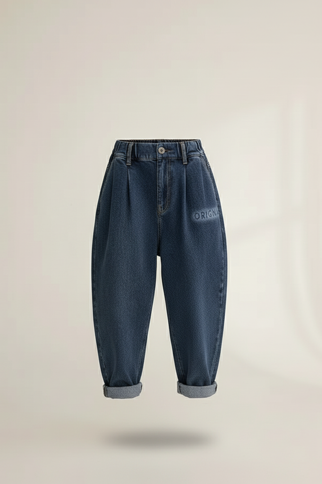 Pantalon Baggy Jean Bleu Plissé Décontracté Garçon - vue 3