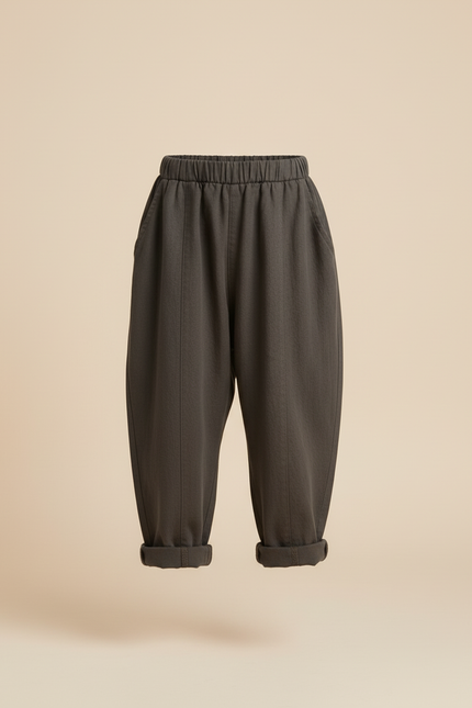 Pantalon Baggy Gris Foncé Coton Ample Enfant Décontracté - Lin - vue 3