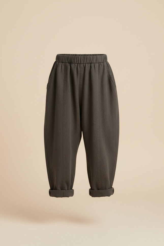 Pantalon Baggy Gris Foncé Coton Ample Enfant Décontracté - Lin - vue 3