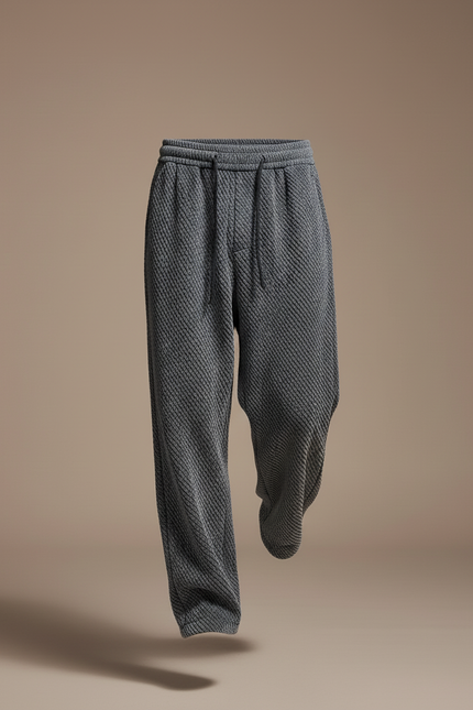 Pantalon Baggy Gris Texturé Décontracté Ample Homme - Maille - vue 3