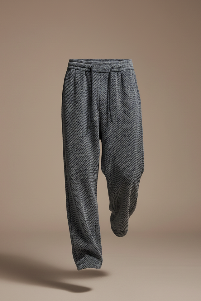 Pantalon Baggy Gris Texturé Décontracté Ample Homme - Maille - vue 3