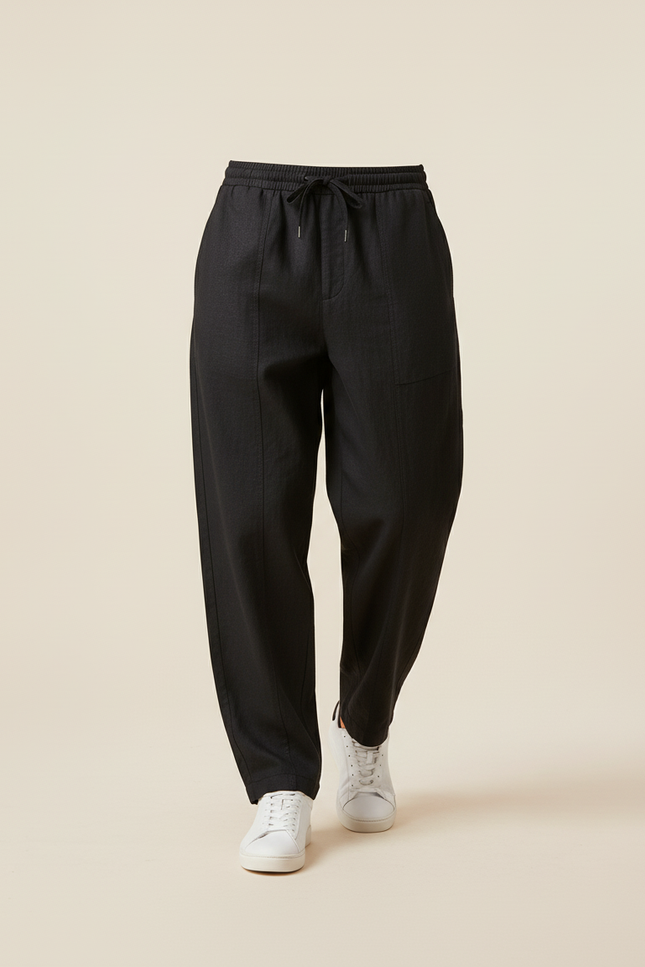 Pantalon Baggy Noir Lin Décontracté Homme - vue 3