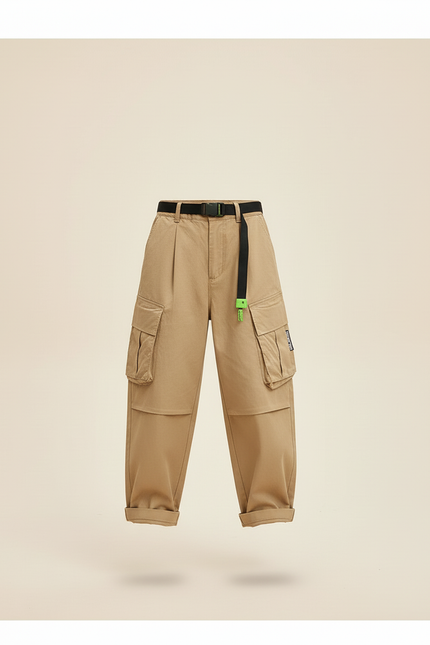 Pantalon Baggy Cargo Ample Beige Garçon Streetwear - Toile - vue 3