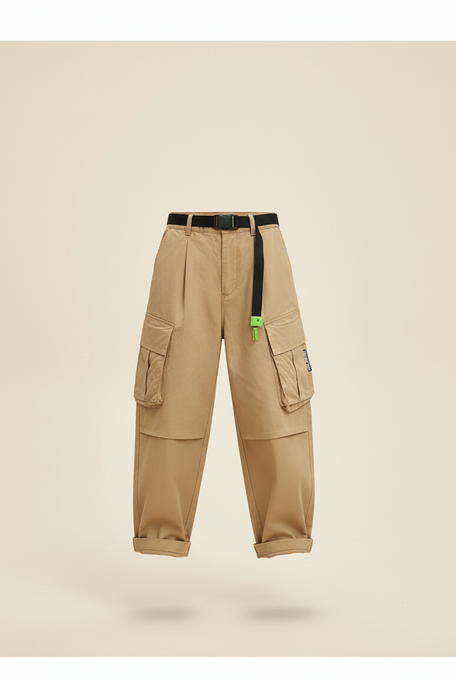 Pantalon Baggy Cargo Ample Beige Garçon Streetwear - Toile - vue 3