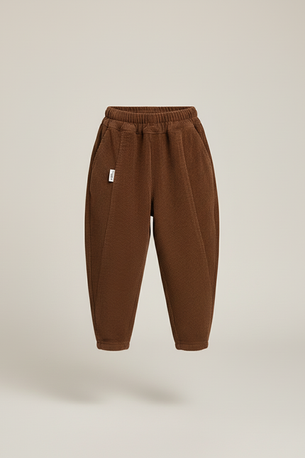 Pantalon Baggy Velours Côtelé Marron Décontracté Garçon - Cordé - vue 3