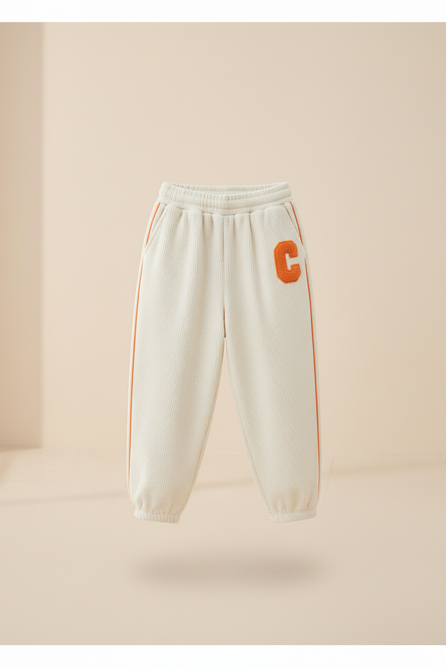 Pantalon Baggy Côtelé Beige Ample Décontracté Enfant Lettre - Cordé - vue 3