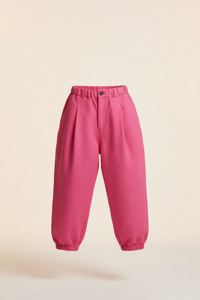 Pantalon Baggy Rose Fuschia Ample Plissé Enfant - Coton - vue 3