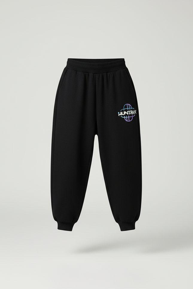 Pantalon Baggy Noir Ample Molleton Imprimé Enfant - vue 3