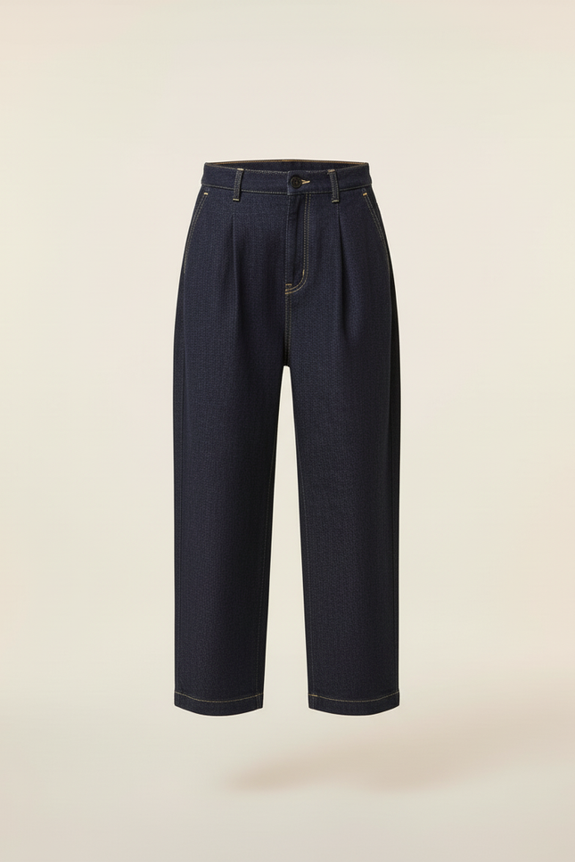 Pantalon Baggy Denim Plissé Ample Décontracté Enfant - Marine Jean - vue 3