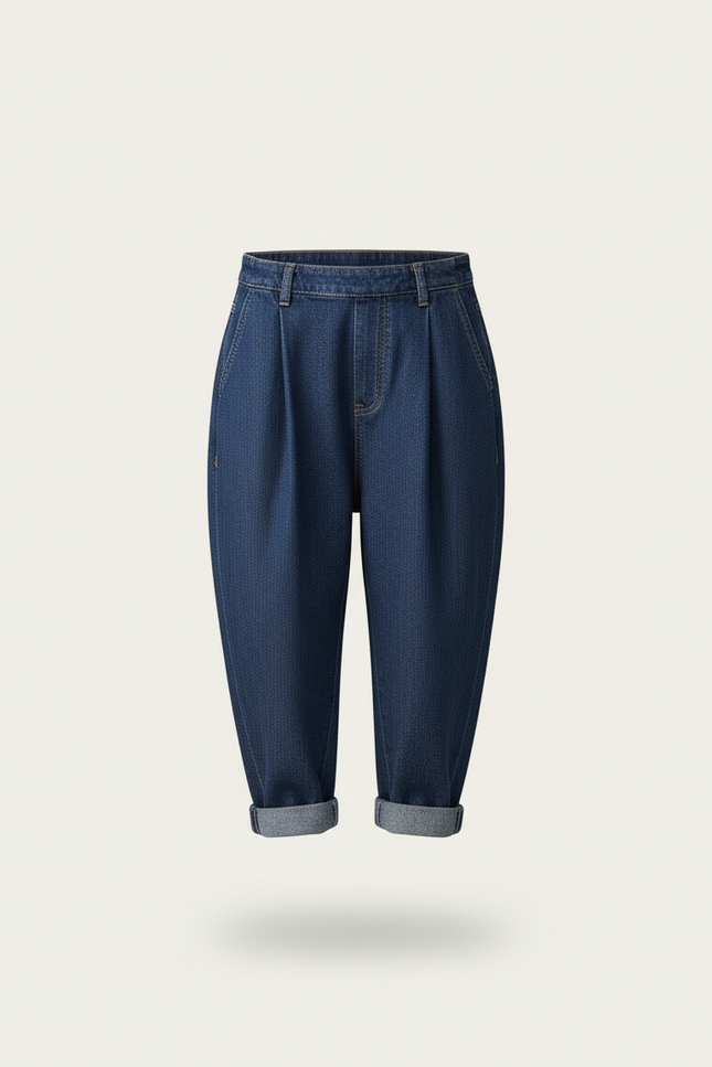 Pantalon Baggy Denim Bleu Plissé Bretelles Enfant Fille - Jean - vue 3