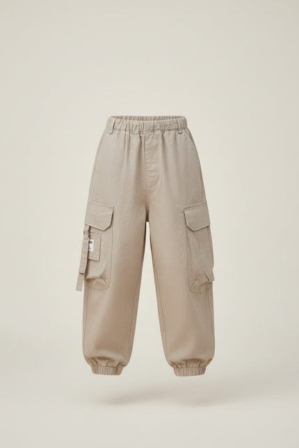 Pantalon Baggy Cargo Beige Ample Décontracté Garçon - Toile - vue 3