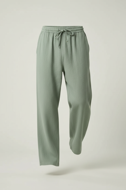 Pantalon Baggy Vert Menthe Coton Décontracté Homme - Lin - vue 3