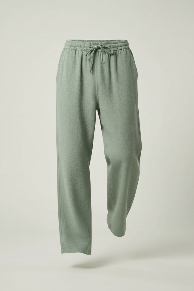 Pantalon Baggy Vert Menthe Coton Décontracté Homme - Lin - vue 3