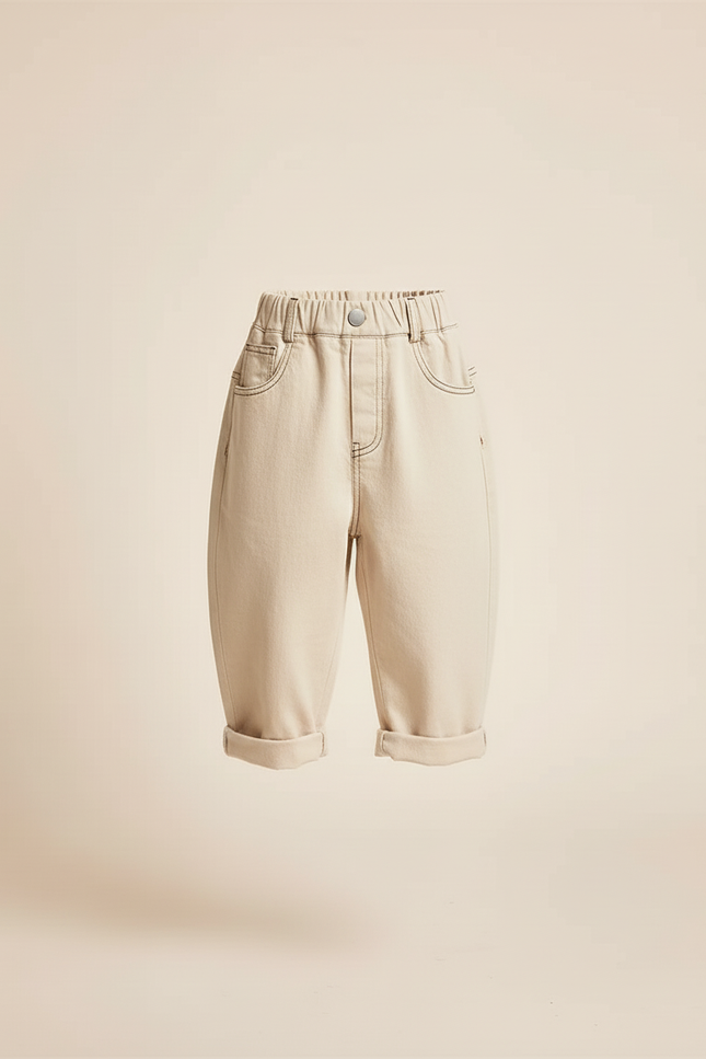 Pantalon Baggy Beige Coton Ample Décontracté Garçon - vue 3