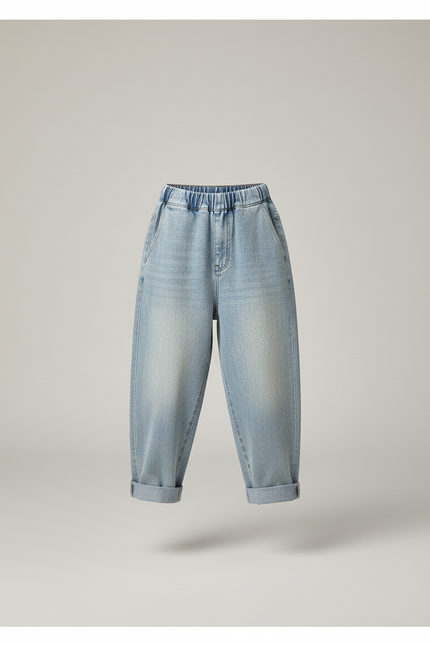 Pantalon Baggy Jean Bleu Délavé Ample Garçon - vue 3