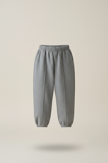 Pantalon Baggy Fille Gris Jogging Coton Streetwear 2 - Molleton - vue 3