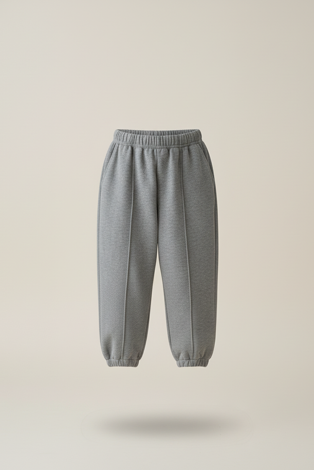 Pantalon Baggy Fille Gris Jogging Coton Streetwear 2 - Molleton - vue 3