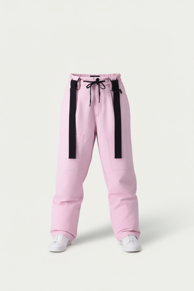 Pantalon Baggy Rose Bretelles Ample Décontracté Homme - Toile - vue 3