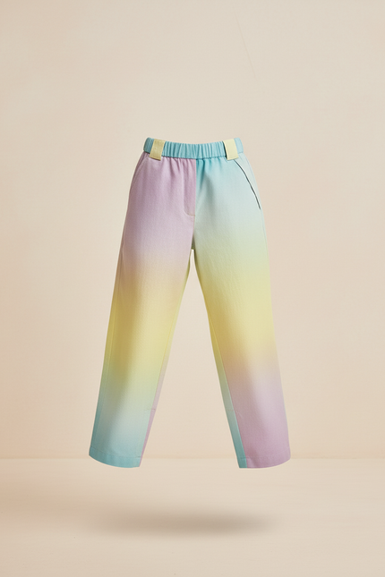 Pantalon Baggy Dégradé Pastel Ample Confortable Enfant - Multicolore Coton - vue 3
