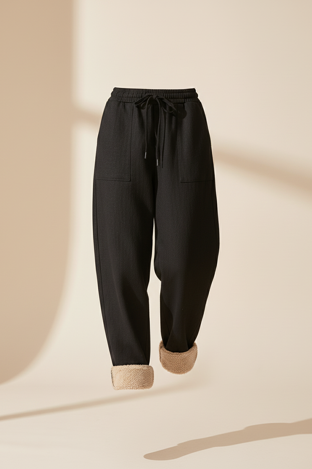 Pantalon Baggy Noir Ample Doublé Polaire Confortable - Molleton - vue 3