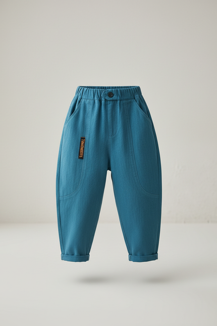 Pantalon Baggy Bleu Coton Ample Décontracté Enfant - vue 3